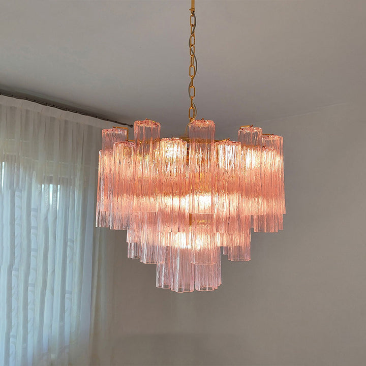 Murano Tubes Chandelier 23" – Italy Murano Star Glass Art Deco Lamp
