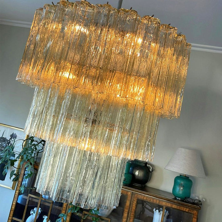 Murano Tubes Chandelier 25" – Luxury Murano Star Glass Art Lamp