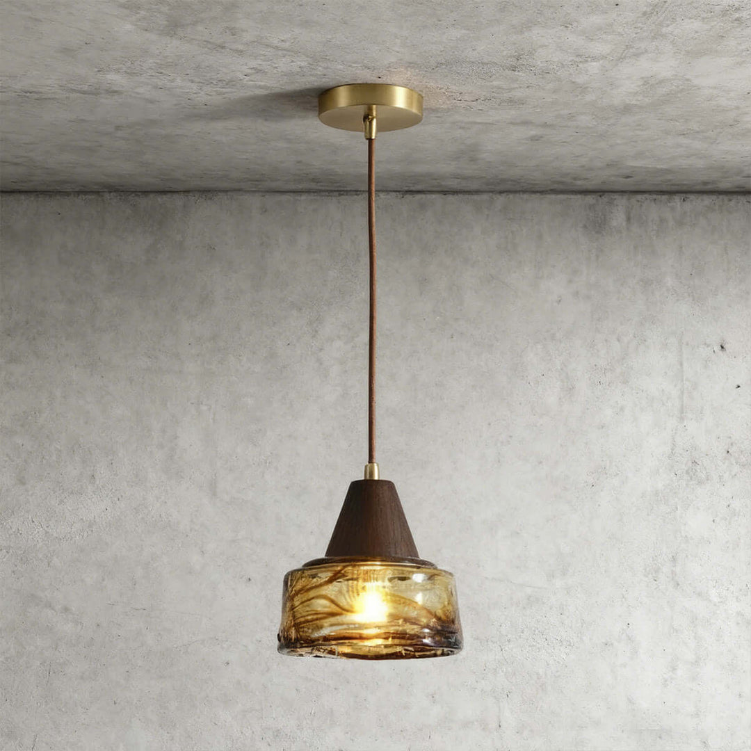 Naviro Pendant Light – Minimalist Amber Glass Bedside Lamp