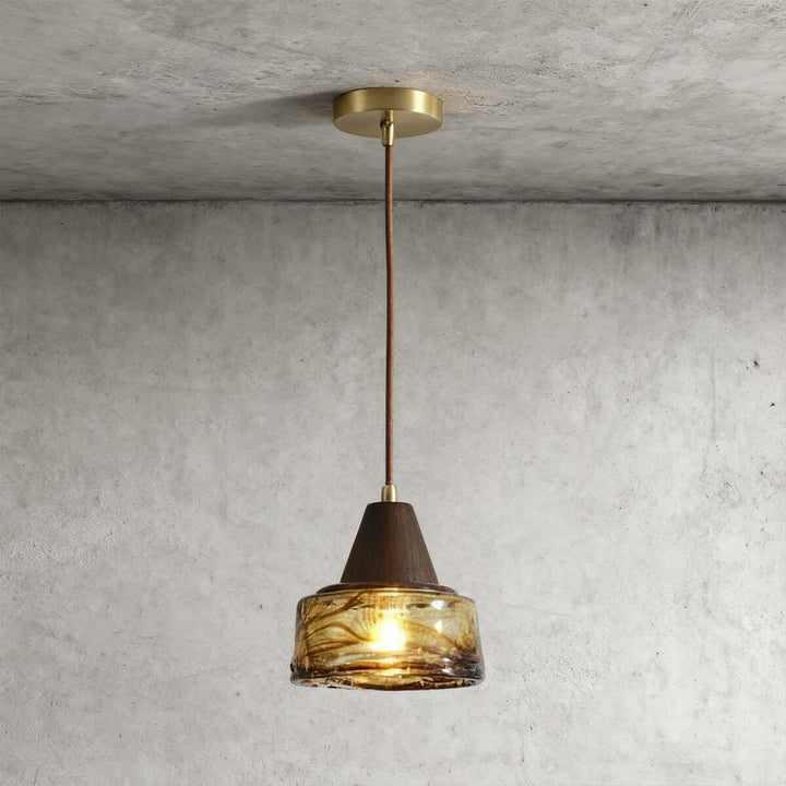 Naviro Pendant Light – Minimalist Amber Glass Bedside Lamp