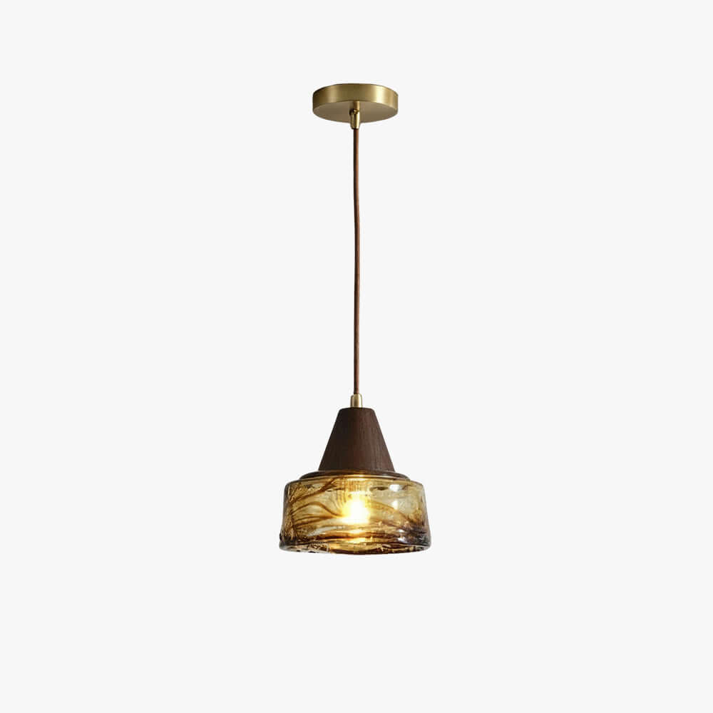 Naviro Pendant Light – Minimalist Amber Glass Bedside Lamp