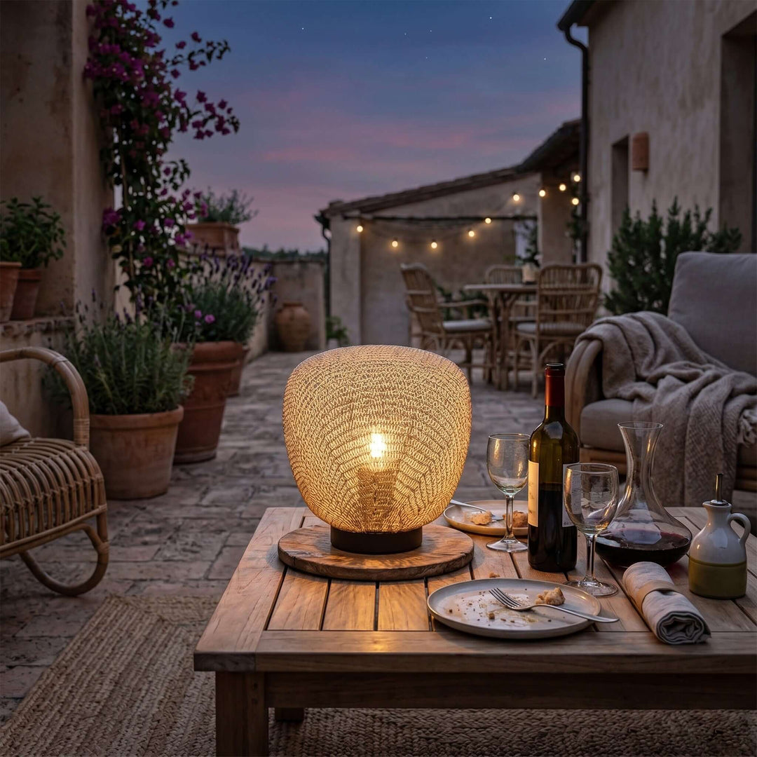 Neravi Outdoor Garden Lamp - Woven Spherical Floor Lamp