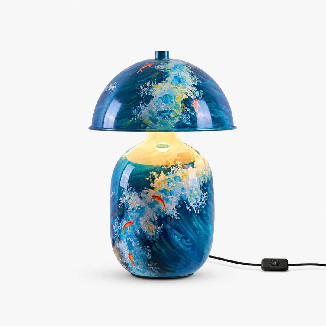 Neravo Blue Painted Ceramic Table Lamp for Bedroom &amp; Desk Decor