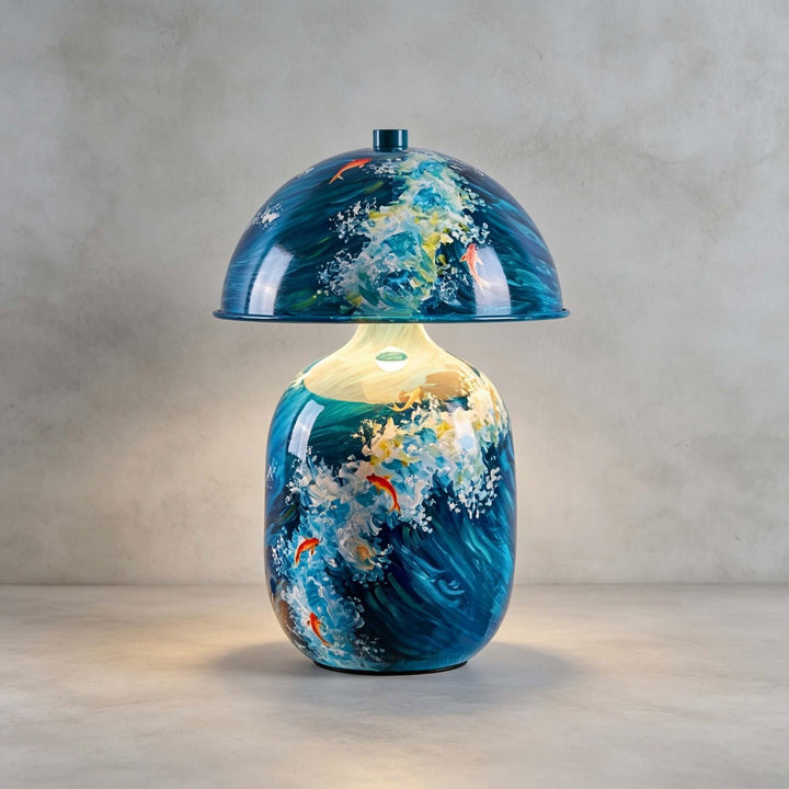 Neravo Blue Painted Ceramic Table Lamp for Bedroom &amp; Desk Decor