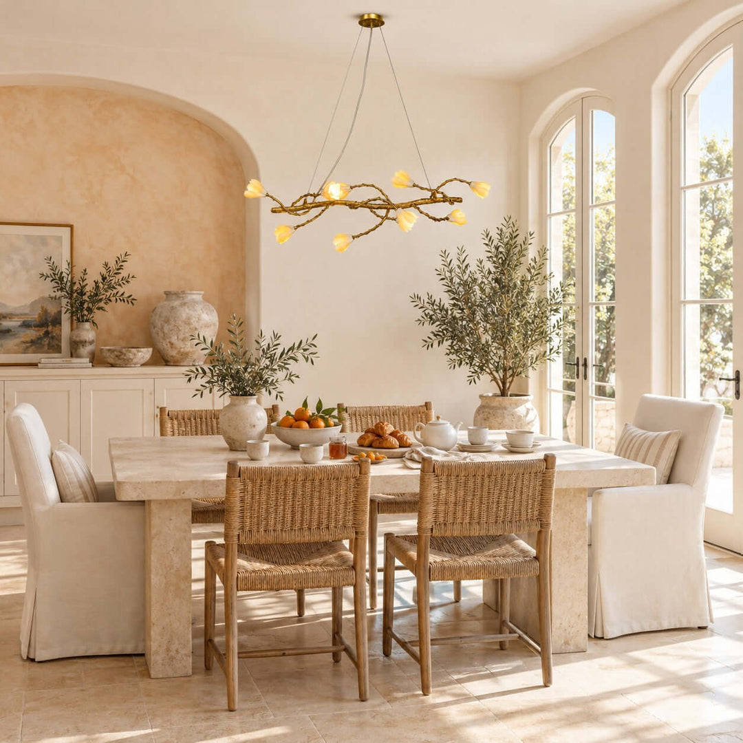 Nesvani Gold Linear Chandelier for Dining Rooms and Kitchen Island