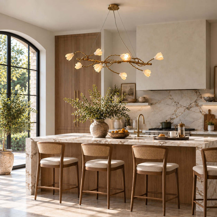 Nesvani Gold Linear Chandelier for Dining Rooms and Kitchen Island