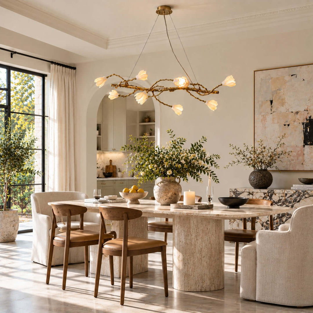Nesvani Gold Linear Chandelier for Dining Rooms and Kitchen Island