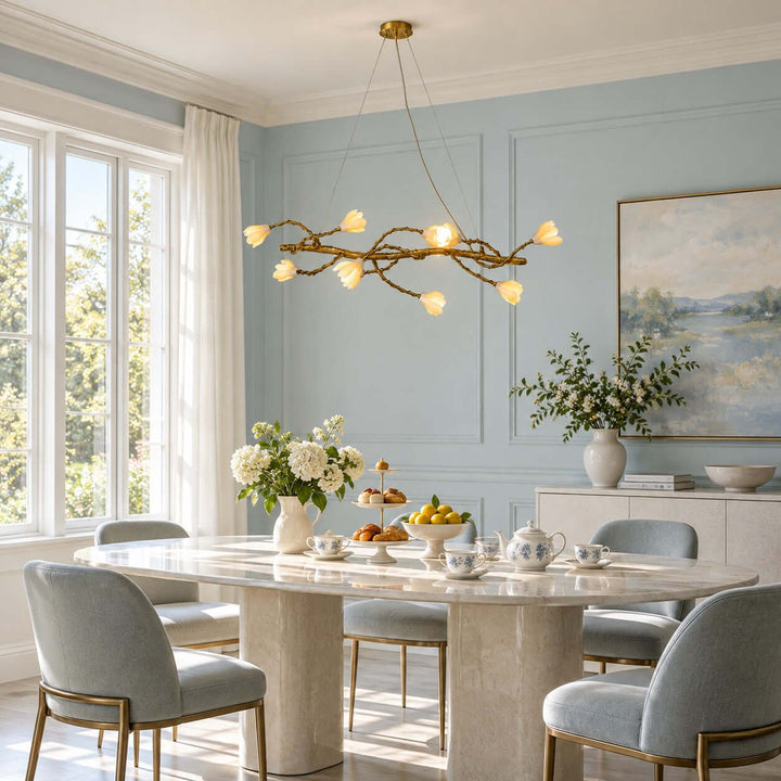 Nesvani Gold Linear Chandelier for Dining Rooms and Kitchen Island