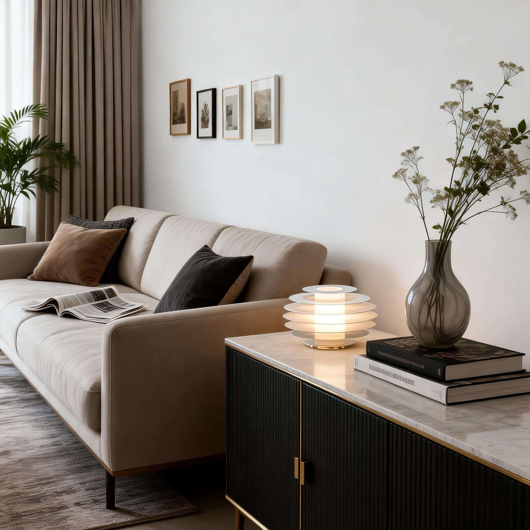 Nivro Table Lamp – Modern Cream Minimalist Acrylic Lamp