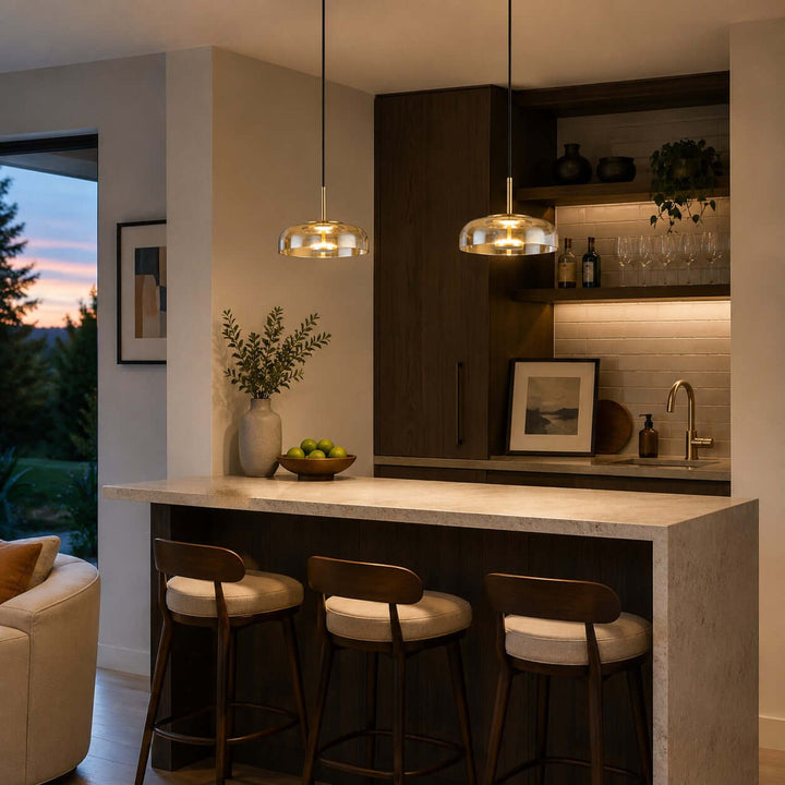 Noreva Contemporary Glass Shade Hanging Light Fixture