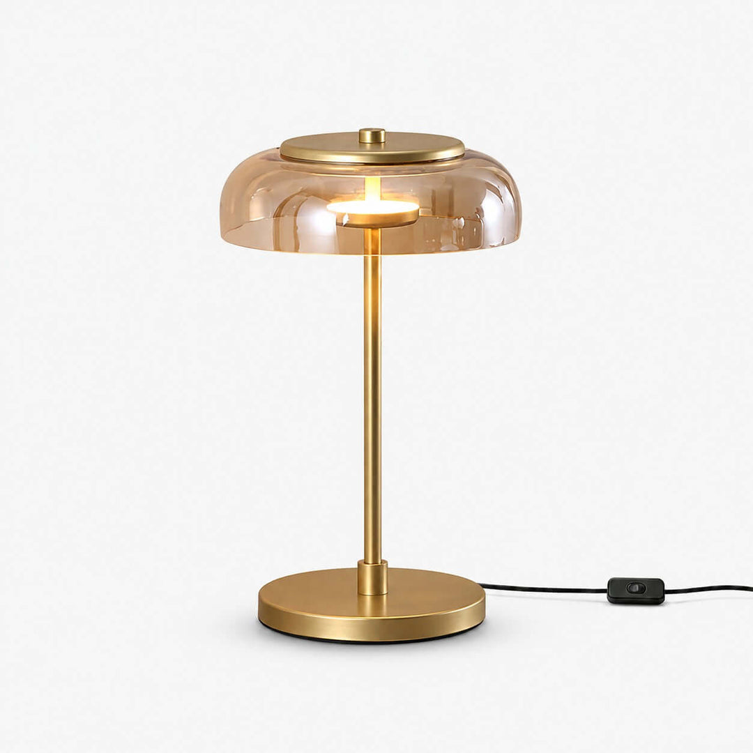 Noreva Table Lamp | Modern Brass Glass Lamp for Bedroom and Desk