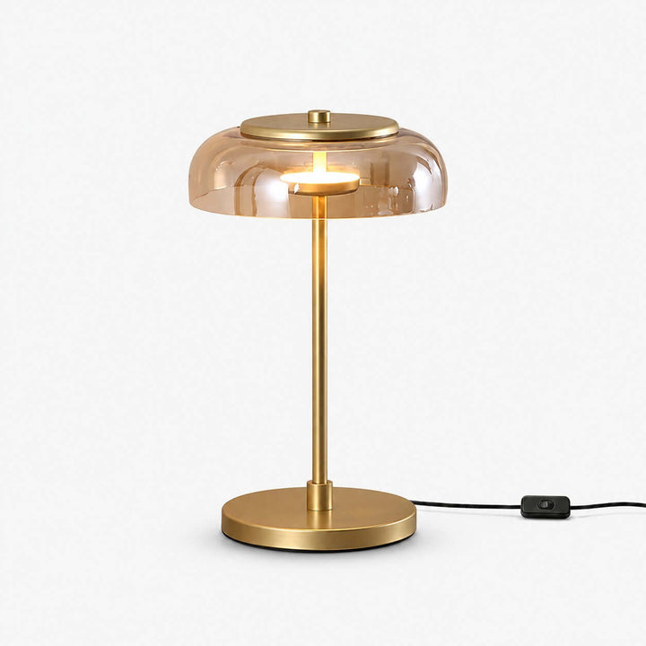 Noreva Table Lamp | Modern Brass Glass Lamp for Bedroom and Desk