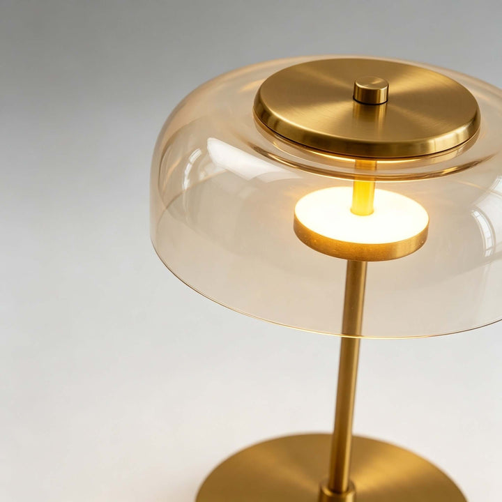 Noreva Table Lamp | Modern Brass Glass Lamp for Bedroom and Desk