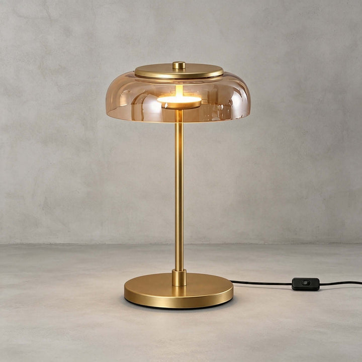 Noreva Table Lamp | Modern Brass Glass Lamp for Bedroom and Desk