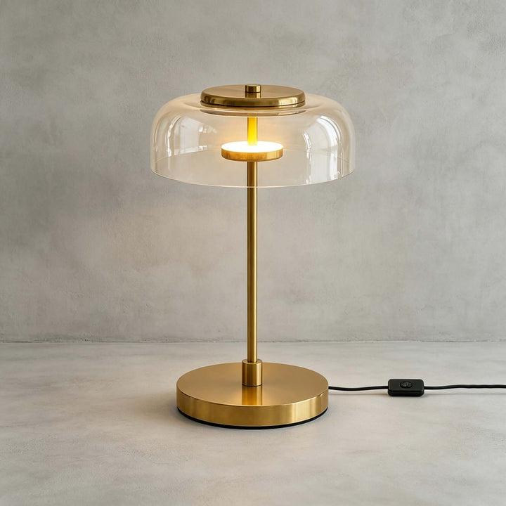 Noreva Table Lamp | Modern Brass Glass Lamp for Bedroom and Desk