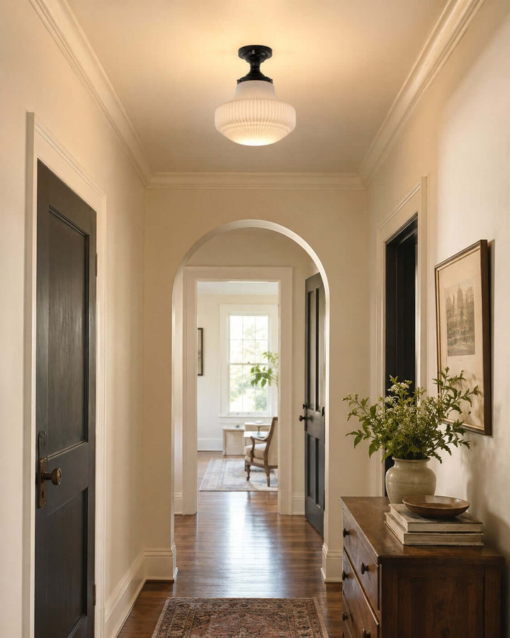 Norvella American Vintage Glass Hallway Flush Mount Ceiling Light | Vinlighting