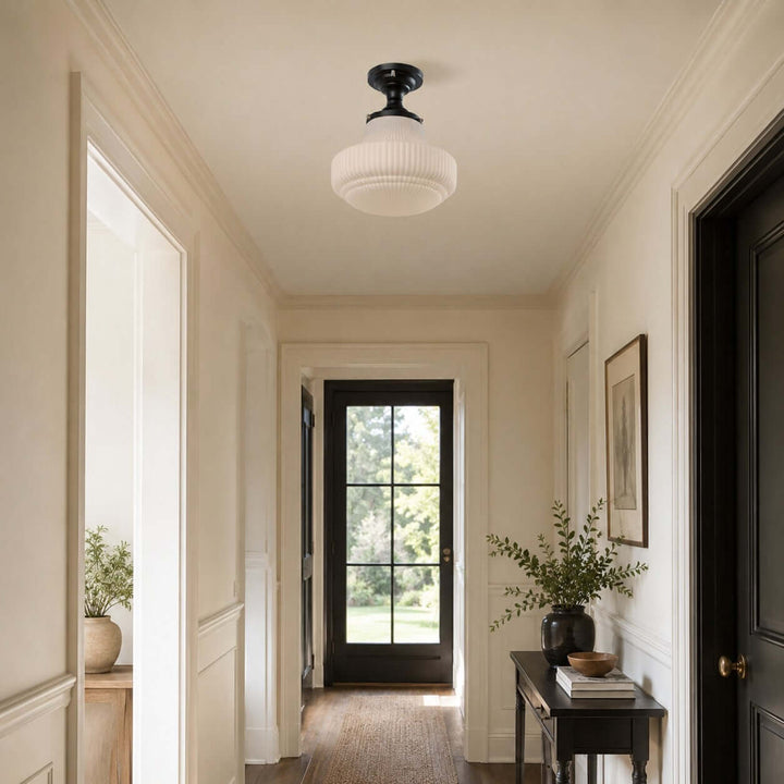 Norvella American Vintage Glass Hallway Flush Mount Ceiling Light | Vinlighting