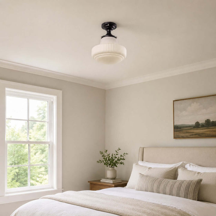 Norvella American Vintage Glass Hallway Flush Mount Ceiling Light | Vinlighting