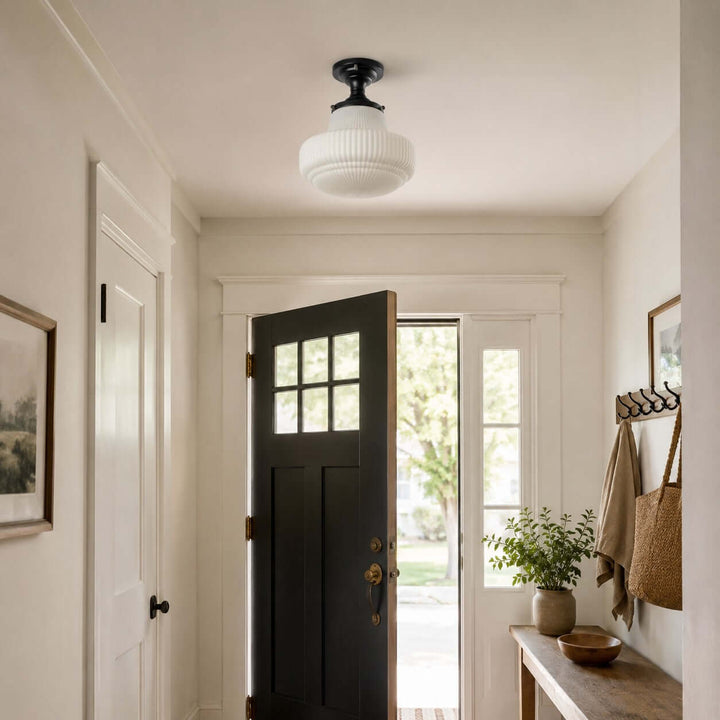 Norvella American Vintage Glass Hallway Flush Mount Ceiling Light | Vinlighting