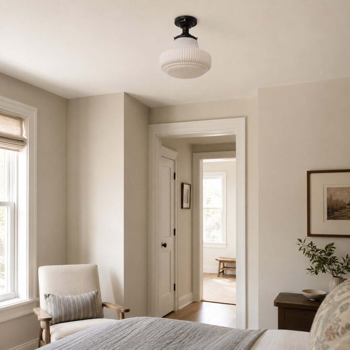 Norvella American Vintage Glass Hallway Flush Mount Ceiling Light | Vinlighting