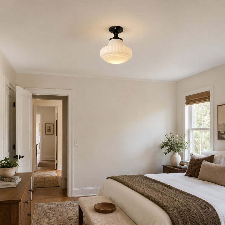 Norvella American Vintage Glass Hallway Flush Mount Ceiling Light | Vinlighting