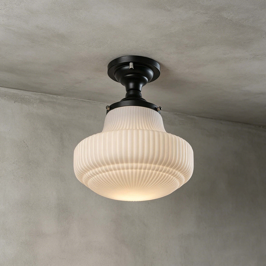Norvella American Vintage Glass Hallway Flush Mount Ceiling Light | Vinlighting