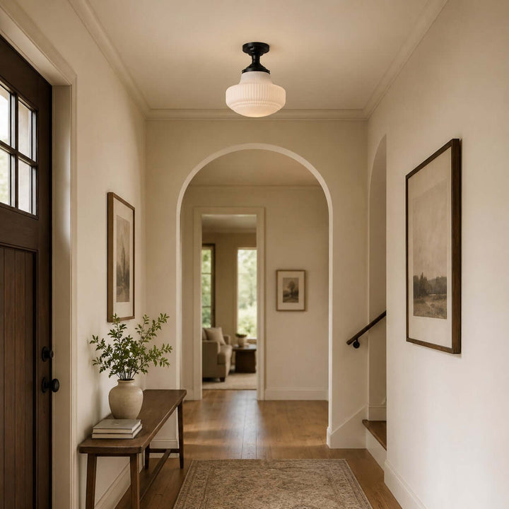 Norvella American Vintage Glass Hallway Flush Mount Ceiling Light | Vinlighting