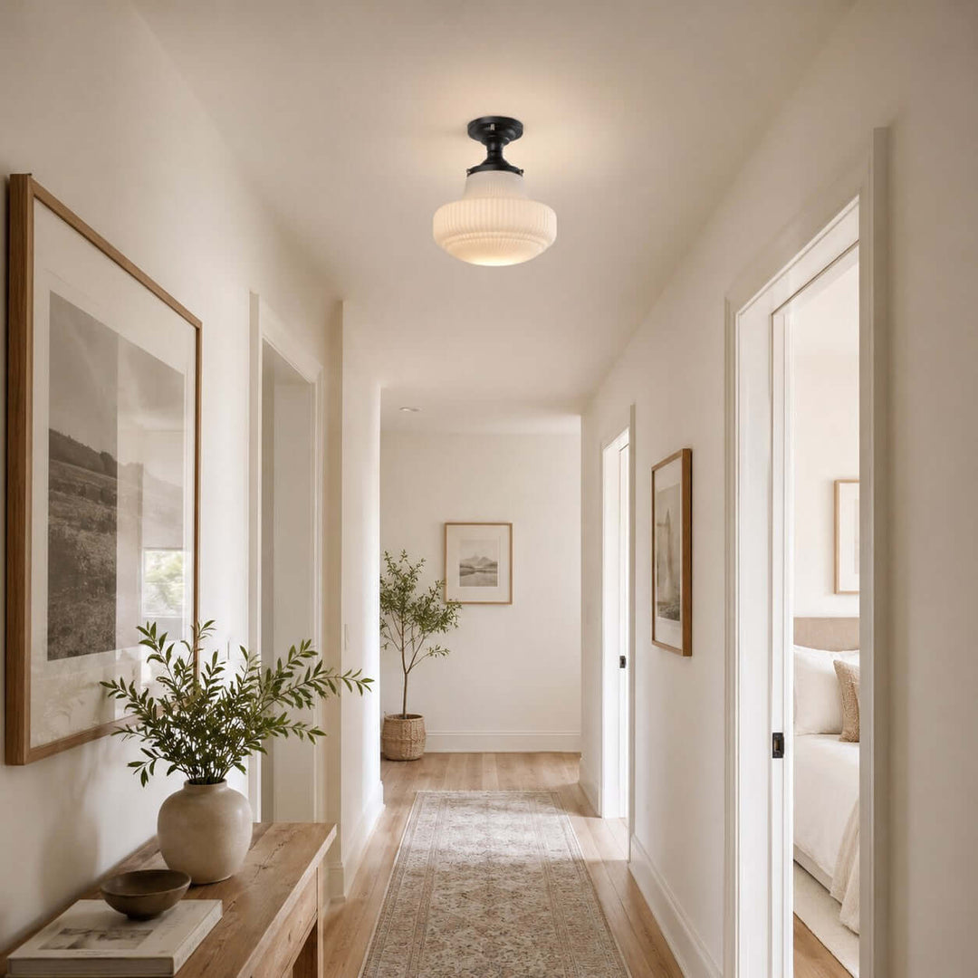 Norvella American Vintage Glass Hallway Flush Mount Ceiling Light | Vinlighting