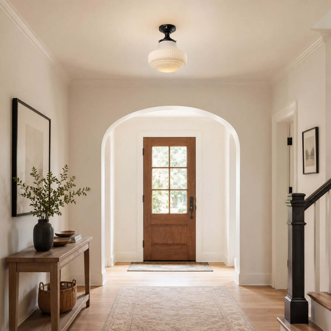 Norvella American Vintage Glass Hallway Flush Mount Ceiling Light | Vinlighting