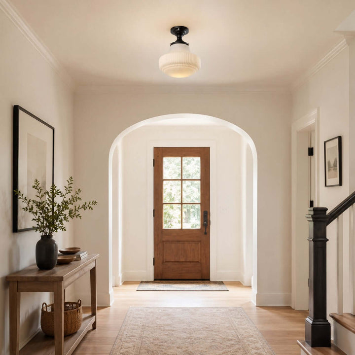 Norvella American Vintage Glass Hallway Flush Mount Ceiling Light | Vinlighting