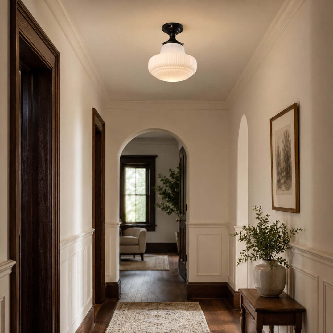 Norvella American Vintage Glass Hallway Flush Mount Ceiling Light | Vinlighting