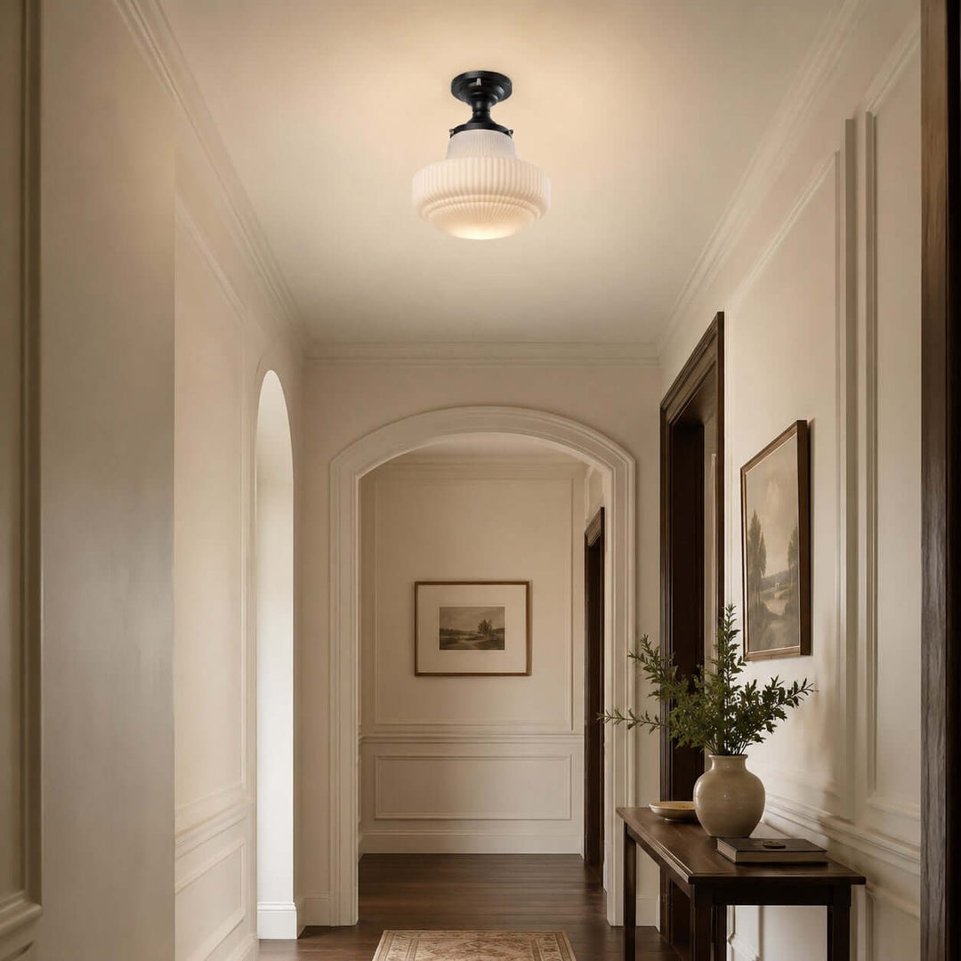 Norvella American Vintage Glass Hallway Flush Mount Ceiling Light | Vinlighting
