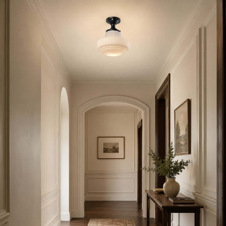 Norvella American Vintage Glass Hallway Flush Mount Ceiling Light | Vinlighting