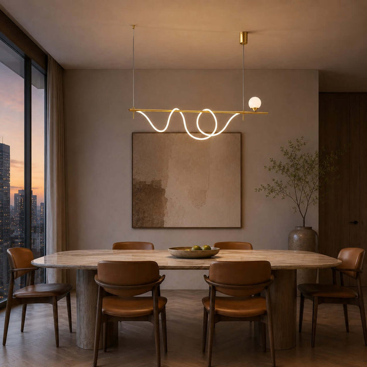Novali Linear Chandelier - Creative Art Deco Gold Bar Light | Vinlighting