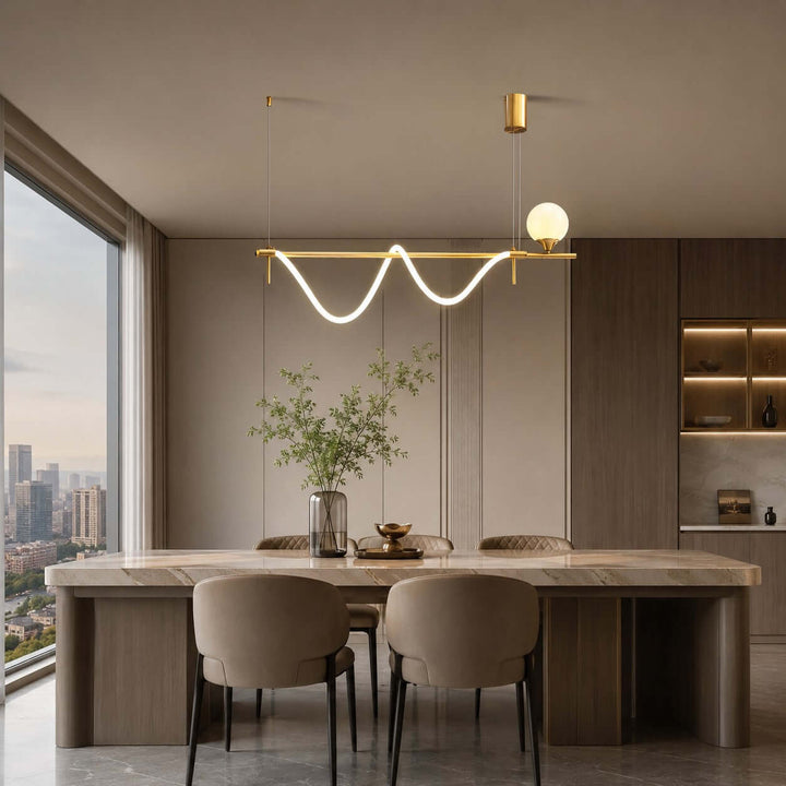 Novali Linear Chandelier - Creative Art Deco Gold Bar Light | Vinlighting