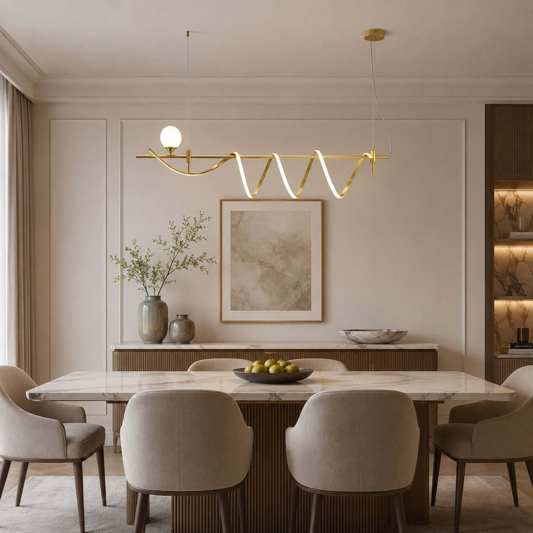 Novali Linear Chandelier - Creative Art Deco Gold Bar Light | Vinlighting