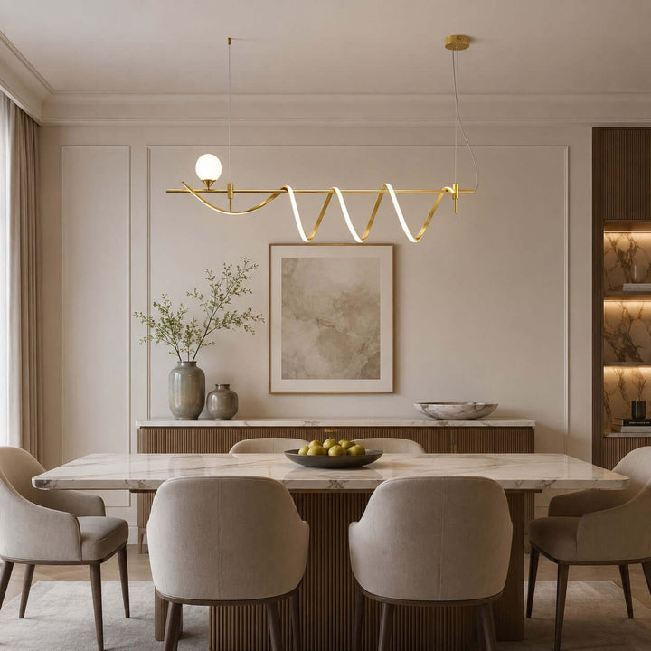Novali Linear Chandelier - Creative Art Deco Gold Bar Light | Vinlighting