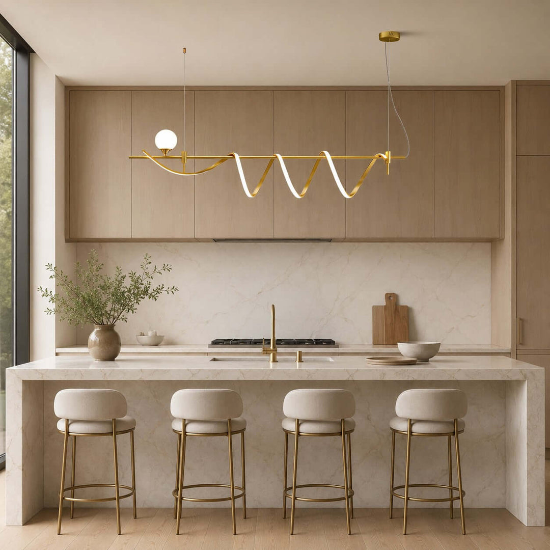 Novali Linear Chandelier - Creative Art Deco Gold Bar Light | Vinlighting