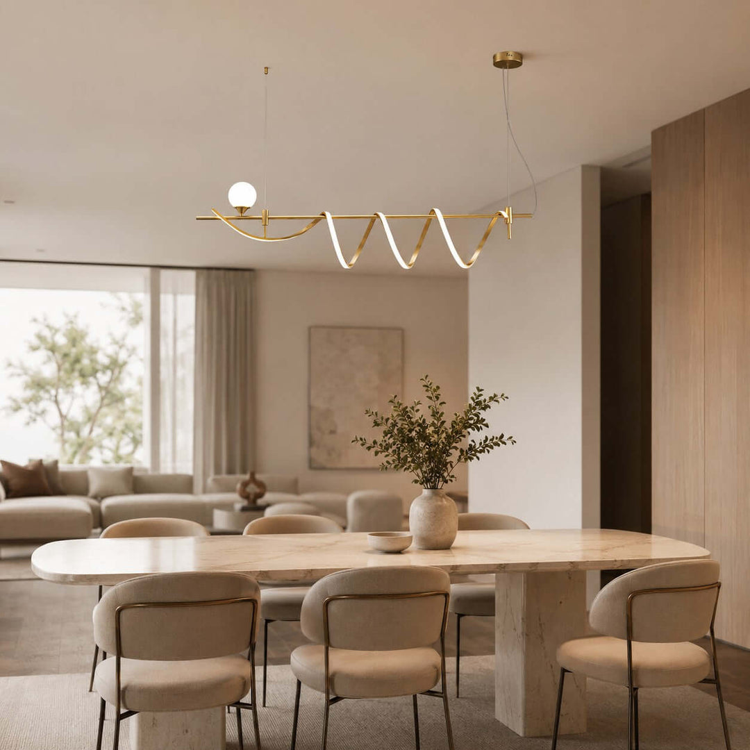 Novali Linear Chandelier - Creative Art Deco Gold Bar Light | Vinlighting
