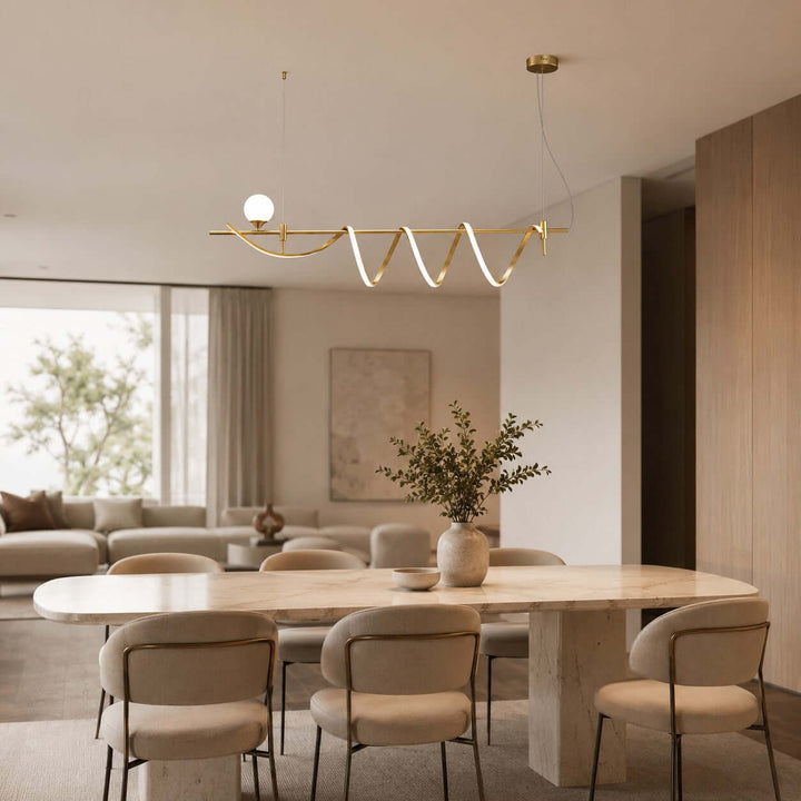 Novali Linear Chandelier - Creative Art Deco Gold Bar Light | Vinlighting