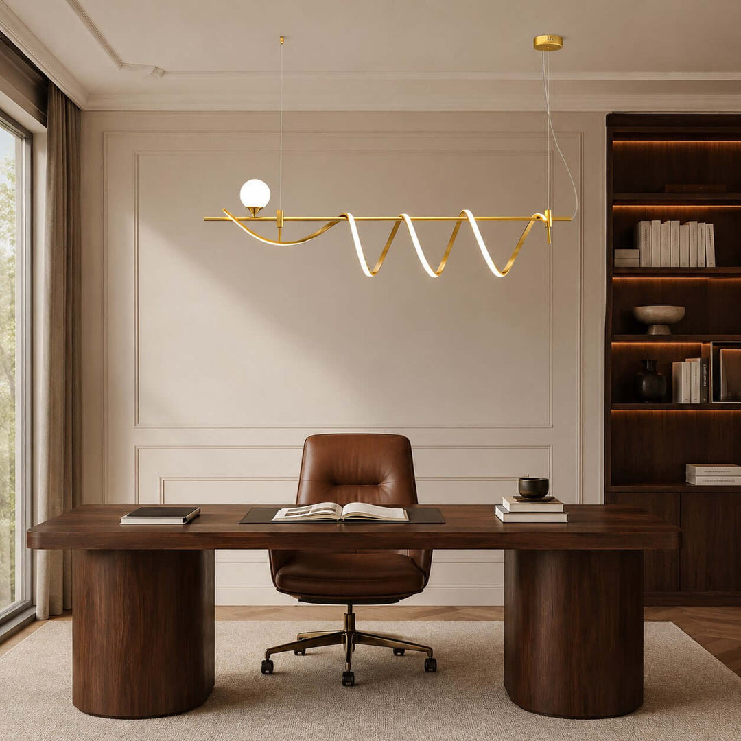 Novali Linear Chandelier - Creative Art Deco Gold Bar Light | Vinlighting