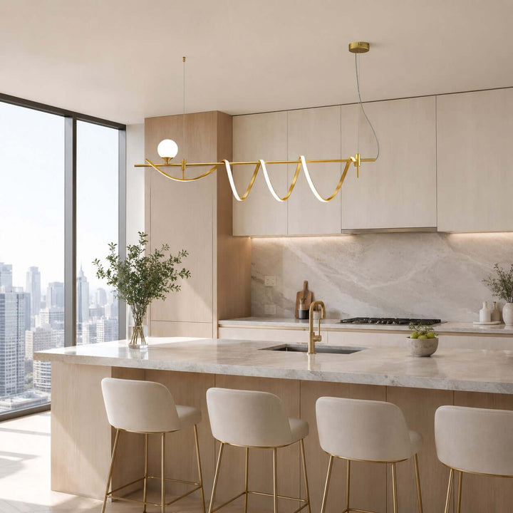 Novali Linear Chandelier - Creative Art Deco Gold Bar Light | Vinlighting