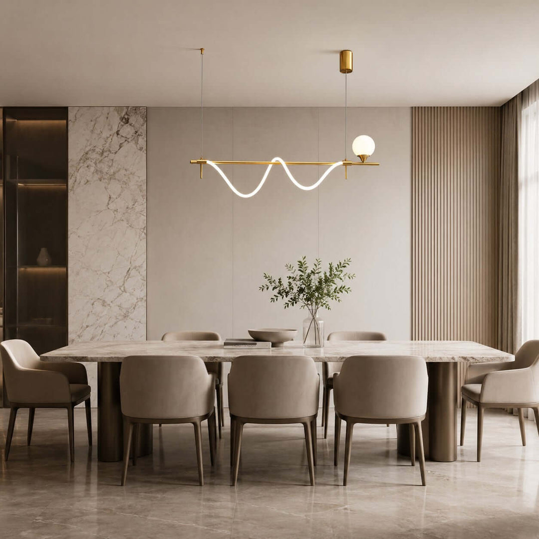 Novali Linear Chandelier - Creative Art Deco Gold Bar Light | Vinlighting