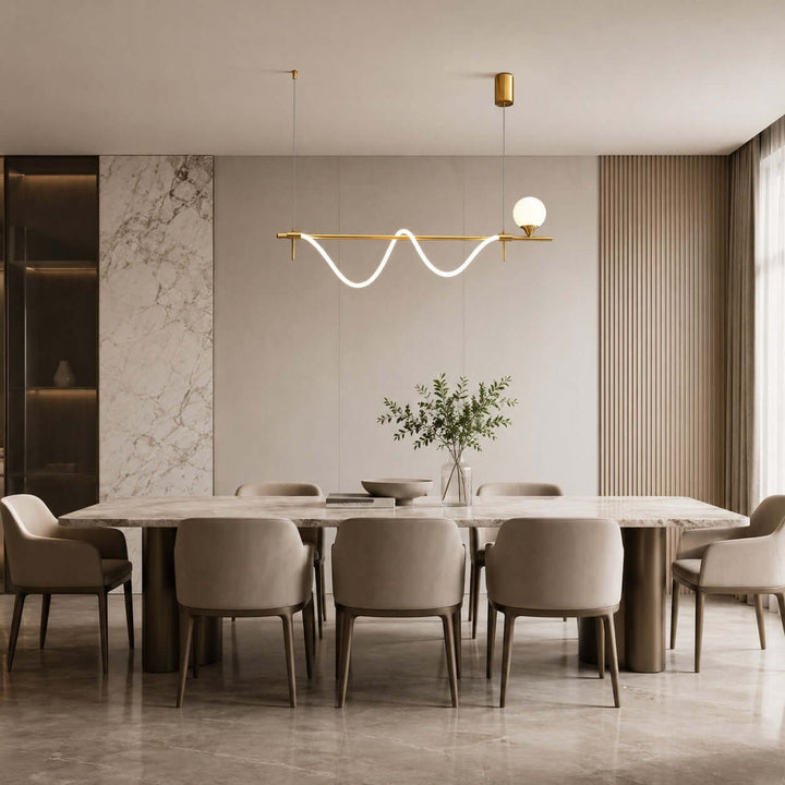 Novali Linear Chandelier - Creative Art Deco Gold Bar Light | Vinlighting