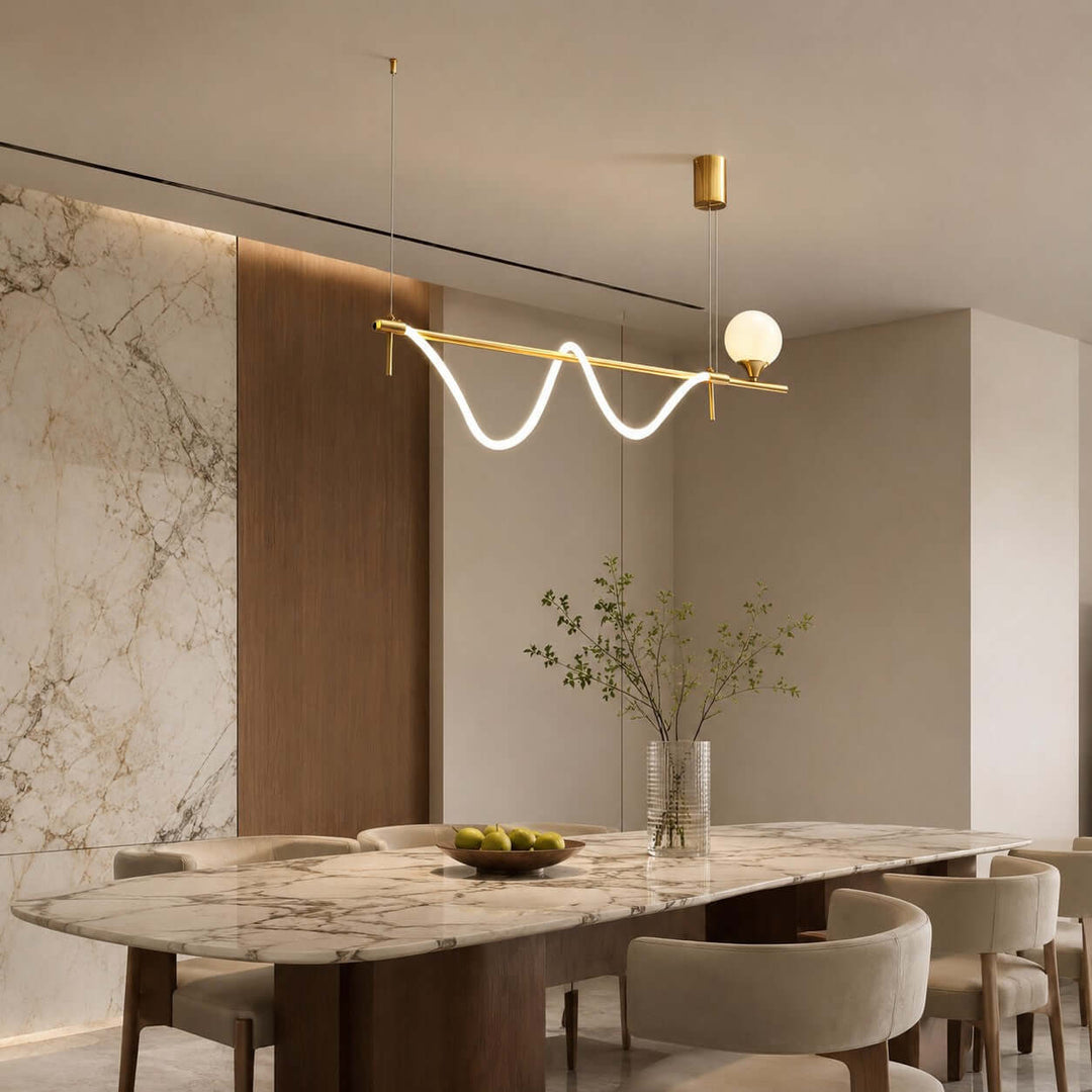 Novali Linear Chandelier - Creative Art Deco Gold Bar Light | Vinlighting