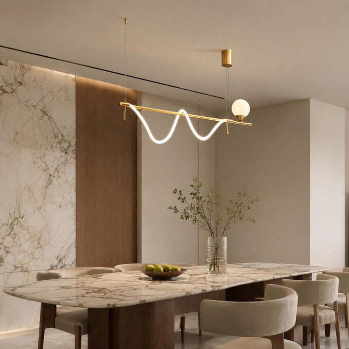 Novali Linear Chandelier - Creative Art Deco Gold Bar Light | Vinlighting
