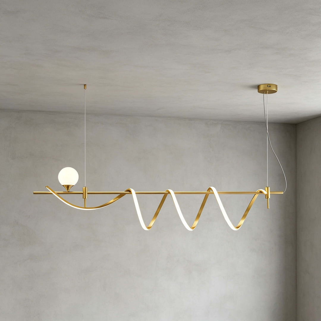 Novali Linear Chandelier - Creative Art Deco Gold Bar Light | Vinlighting