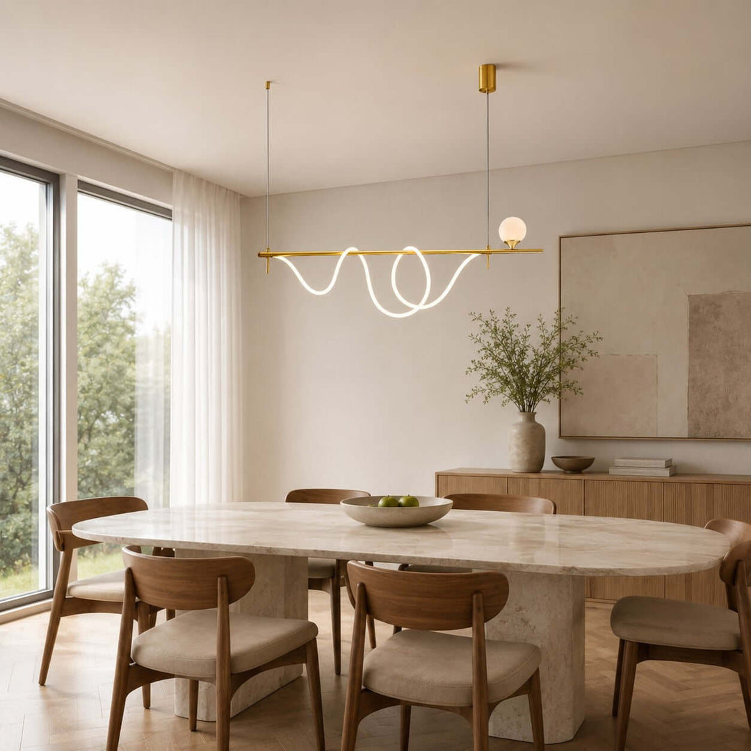 Novali Linear Chandelier - Creative Art Deco Gold Bar Light | Vinlighting