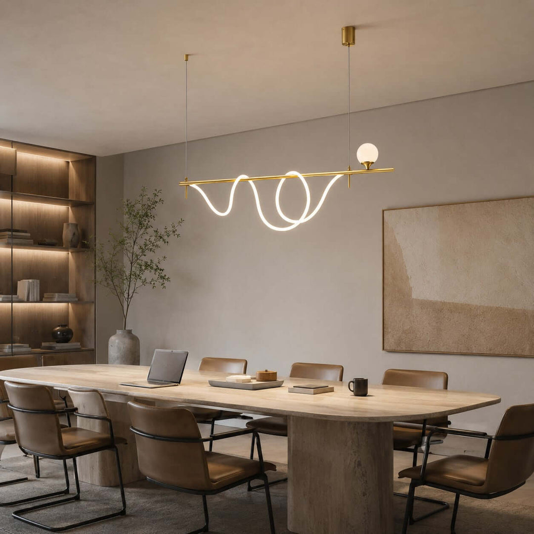 Novali Linear Chandelier - Creative Art Deco Gold Bar Light | Vinlighting