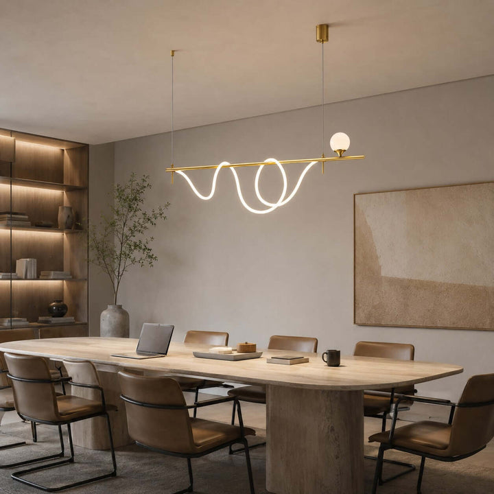 Novali Linear Chandelier - Creative Art Deco Gold Bar Light | Vinlighting